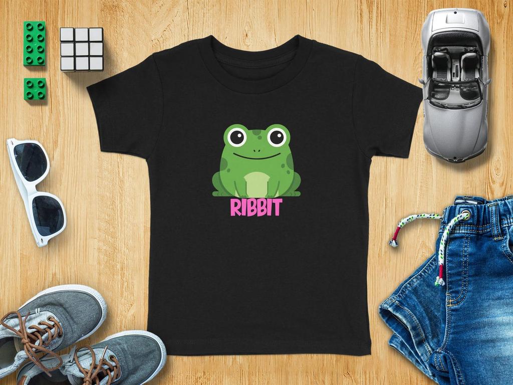 Frog Ribbit Toddler T-Shirt, Kawaii Kids Amphibian Lover Tee