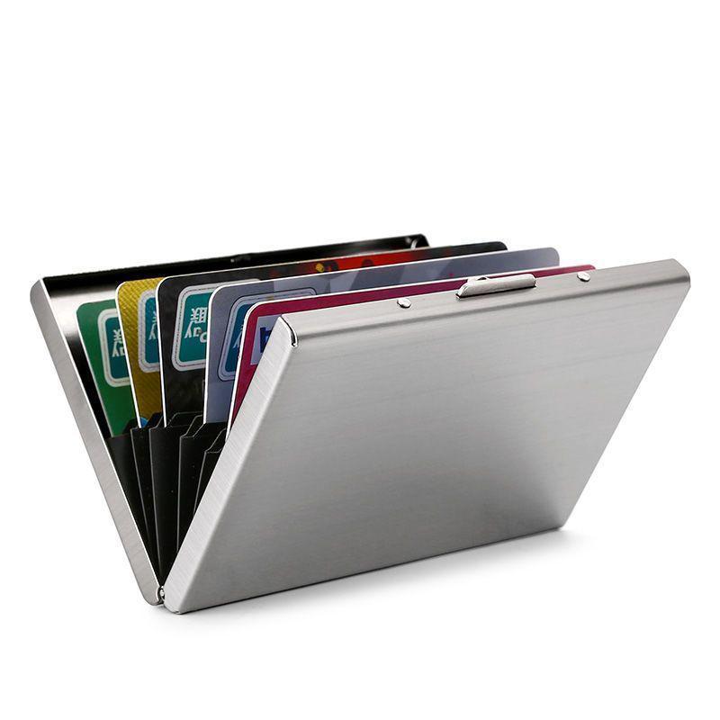 Multifunctional Anti-Theft Stainless Steel Card Holder: Portable Multi-Slot Wallet for Men.
