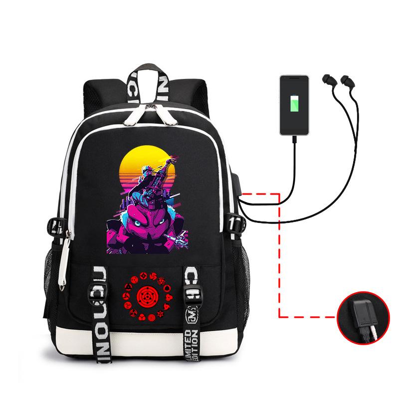 Anime Rucksack Mode Street Trend Herren Große Kapazität USB Kopfhörer Computertasche