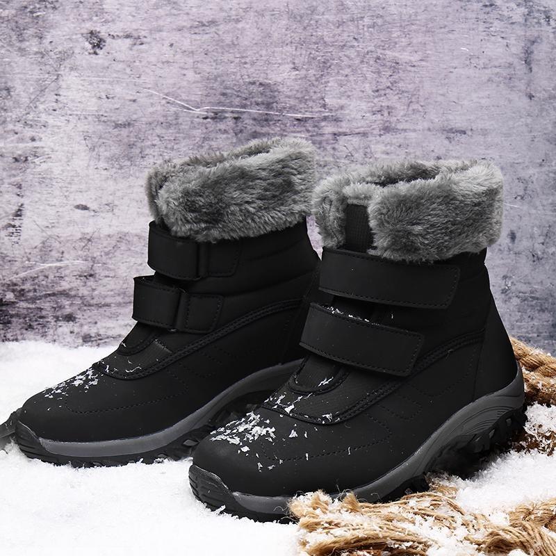 Women Plush Short Boots Winter Waterproof Cotton Shoes Non-slip Outdoor Warm Walking Hiking Shoes High-top Boots