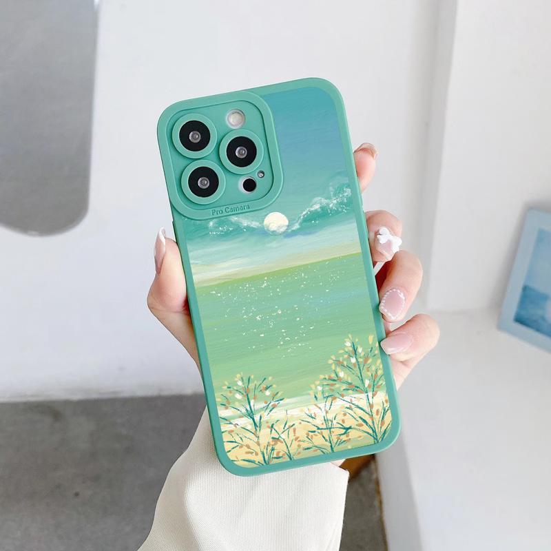 Art Oil Painting Flowers Phone Case For iPhone 14 11 12 13 Pro Max For iPhone XS X XR 7 8 Plus SE2 Soft Silicone Back Covers
