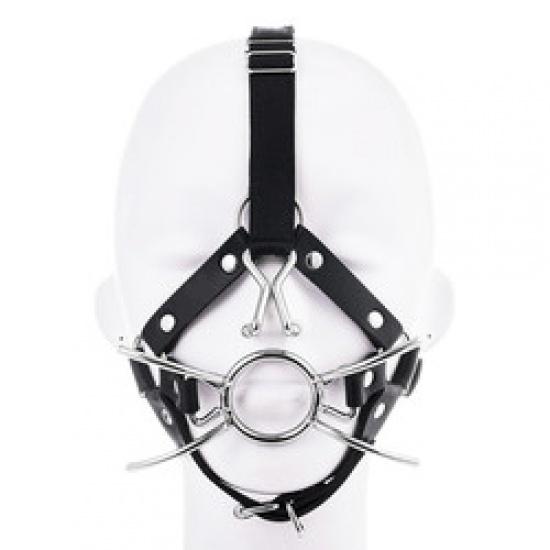 Bdsm Sex Toys PU Leather Slave Face Mouth Gag with Congestion Nose Hook Metal Ring for Woman Men Horse Harness SM