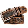 [Lamerry] Western Belt, American Casual Style Belt, Patterned, Vintage, Perfect for Jeans, Chinos, Denim, Men's, Brown, Beige, 120cm