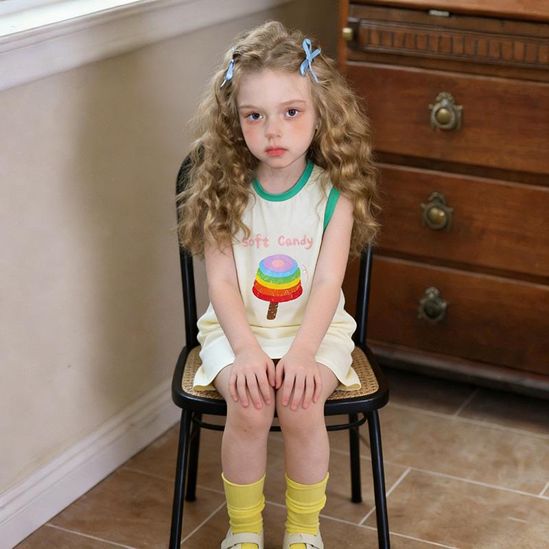 European & American Children's Sleeveless T-shirt Dresses 2026: New Casual Baby Pajama Dresses