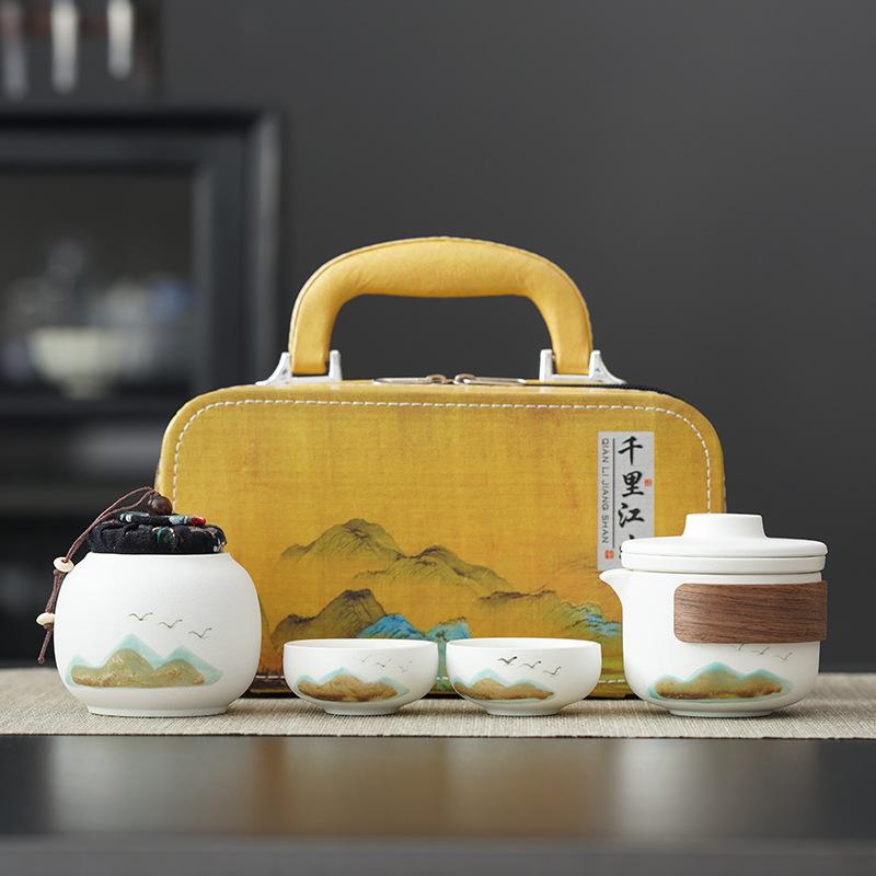 

High-end ceramic teapot car fast cup customized Chinese Qingshan Asukiya and Kung Fu tea set set