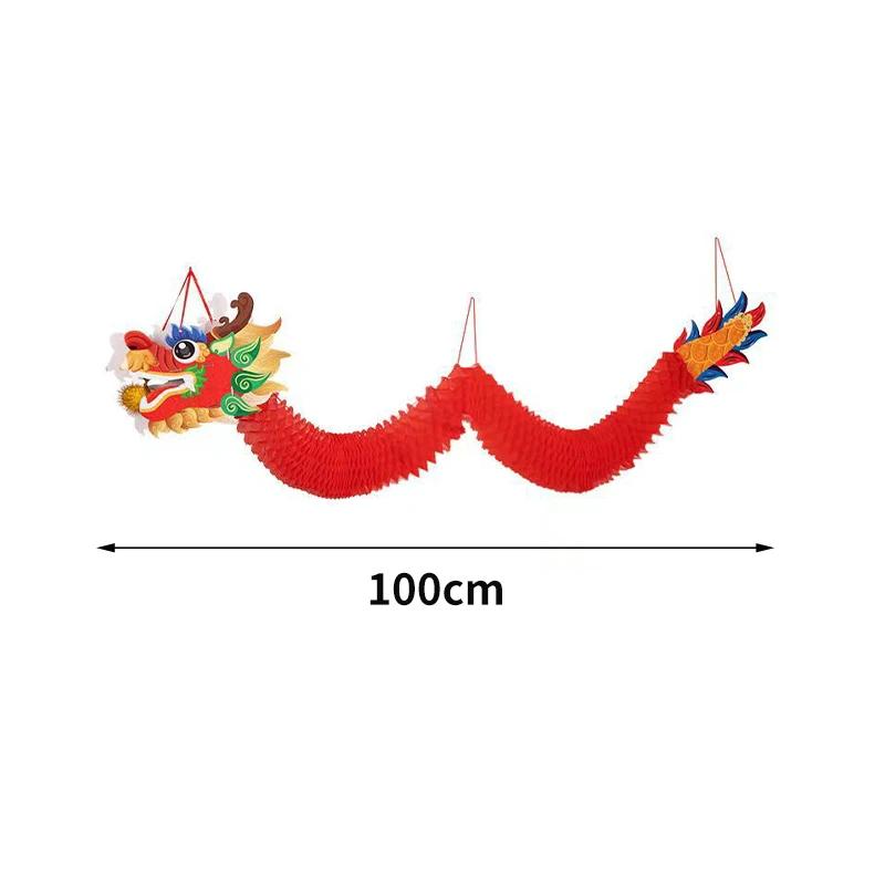 Chinesische Drachen-Girlande Hängende Dekoration Frühlingsfest Papier-Deckenornament für Mondneujahrsparty Restaurantbedarf red