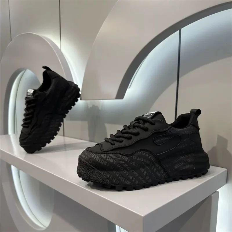 Breathable Leather Slip-On Chunky Sneakers Boys Teens Comfortable Casual Walking Shoes