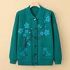 Mid-Aged & Elderly Women's Floral Knit Cardigan