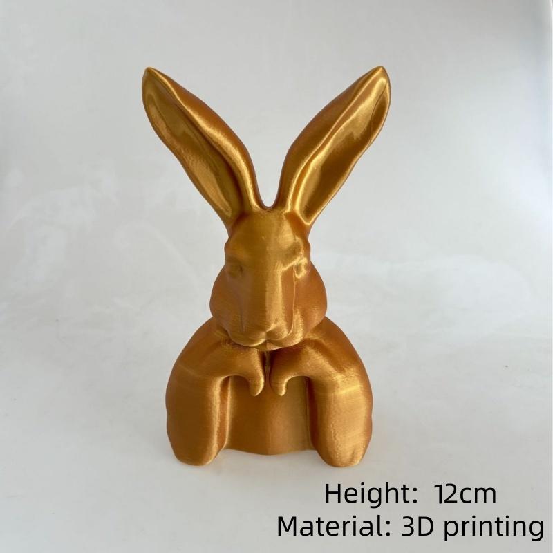 

Easter Bunny Figurines Golden Praying Bunny Easter Statue Resin Rabbit for Home Blessing, Spring & Easter Table Decor, Luck Gift