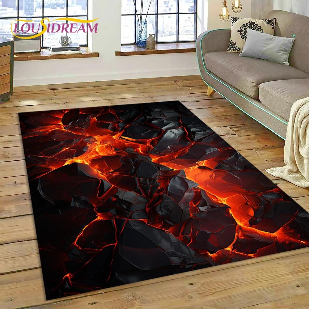 

Вулкан 3D Lava Magma Килимок для вітальні, спальні, домашній декор, підлоговий килимок, нековзка прикраса для дивана, кухонний килимок, подарунок 100x150cm