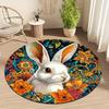 Rabbit floral style Flannel-printed round floor mats are slip-resistant Suitable for living room bedroom terrace garden carpets