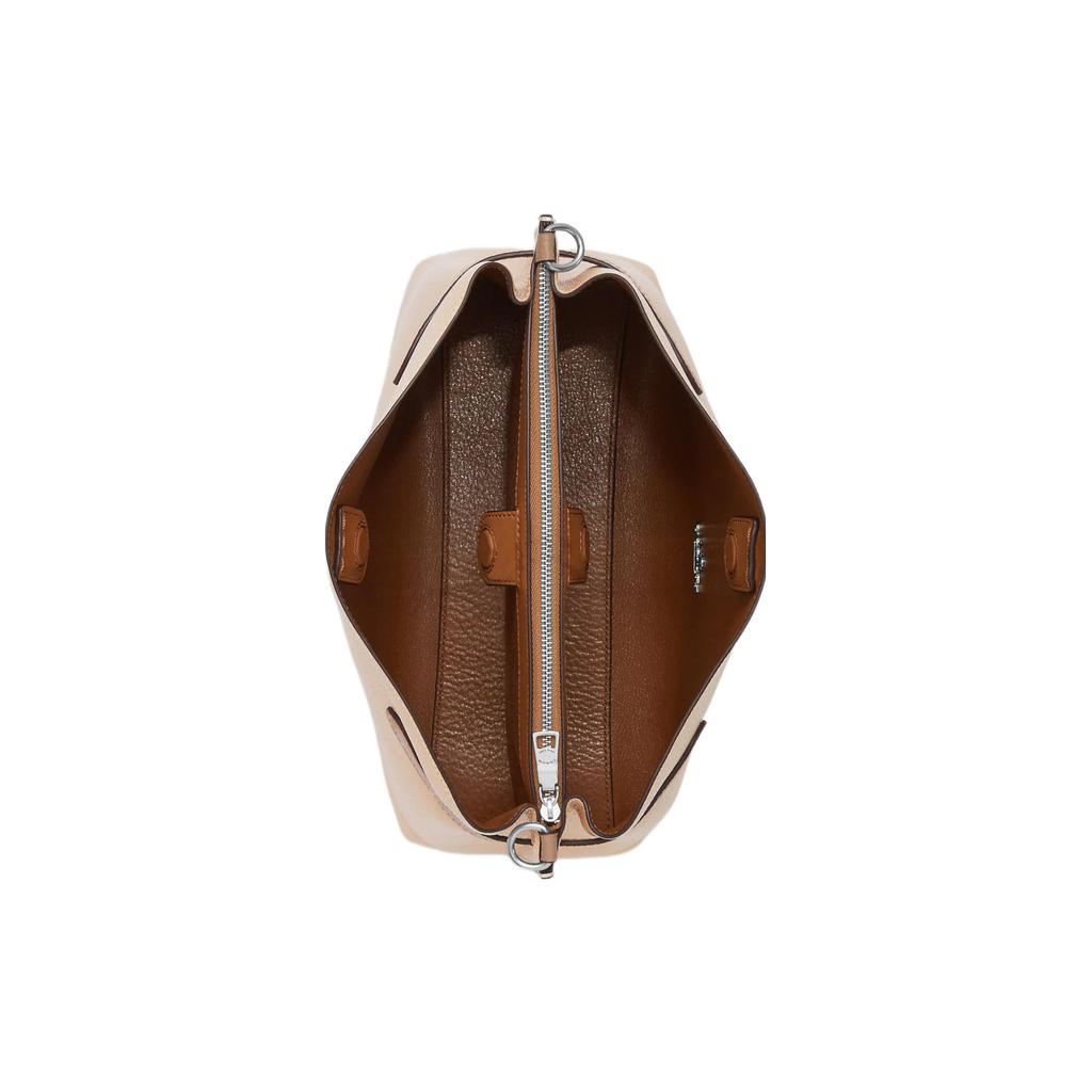 New COACH Hanna Pebbled Leather Tote Bag Shopping Bag Handbag Shoulder Bag Women's Beige Yellow CH188-SVIO