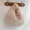 Luxury Soft Plush Half Moon Bag Faux Fur Fluffy Lady Handbags Female Winter Purse Party Clutch Bag Casual Tote Bag