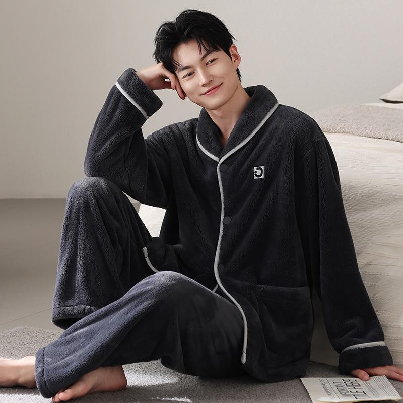 Pajamas men's winter coral fleece thickened fleece warm 1011 new autumn and winter flannel high-end loungewear