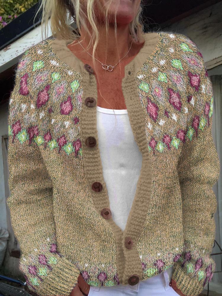 2026 foreign trade new 3D digital printing cardigan knitted jacket women's clothing early spring and autumn factory wholesale
