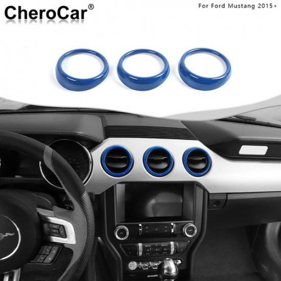 Console Air Conditioner Vent Outlet Trim Cover Ring for Ford Mustang 2015+Blue