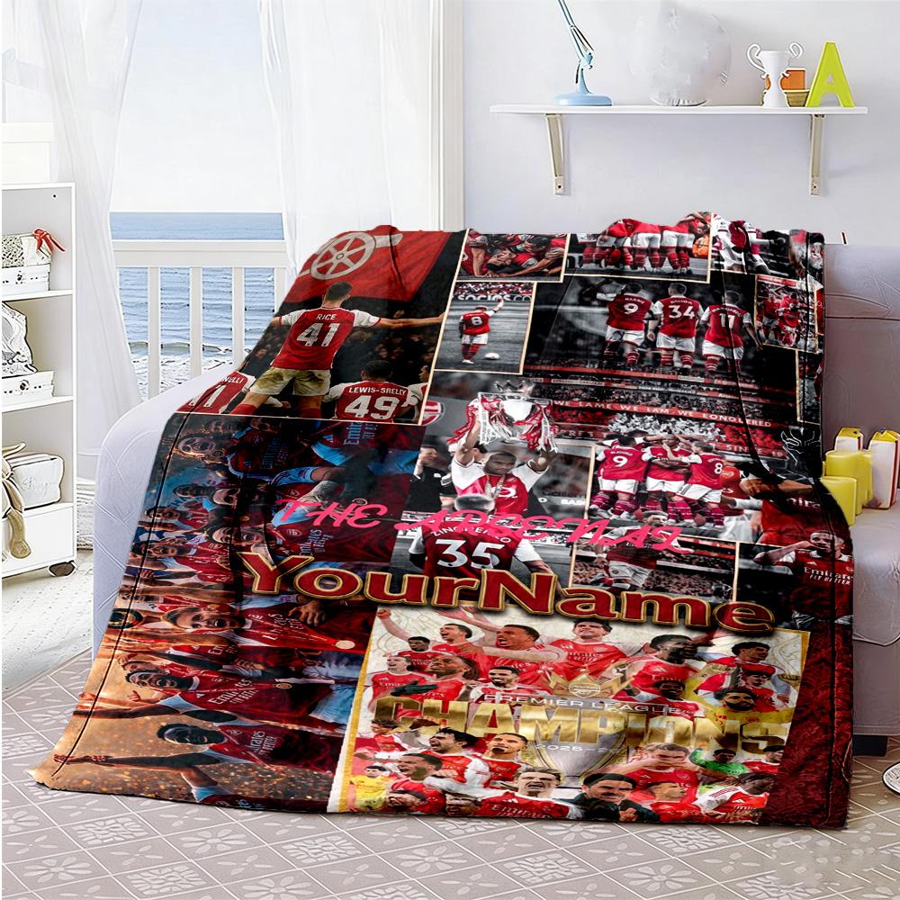 Arsenal Customize Text Blanket Throw Personalized Blanket Comfortable Suitable for Bed Seaside Picnics Office Chair Four Seasons Multipurpose
