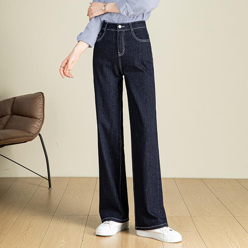 

Элегантные прямые джинсы с высокой талией, женские эластичные джинсовые брюки 33