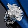 1 Piece of 925 Sterling Silver Exquisite Flower Ring with an Opening, Women's Charm, Wedding Jewelry Accessories, Fashion Gifts