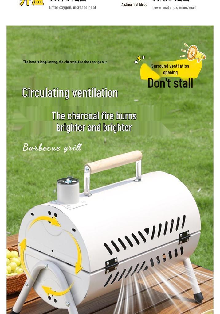 Portable Dual-Sided Charcoal Grill for Outdoor Camping & Household BBQs