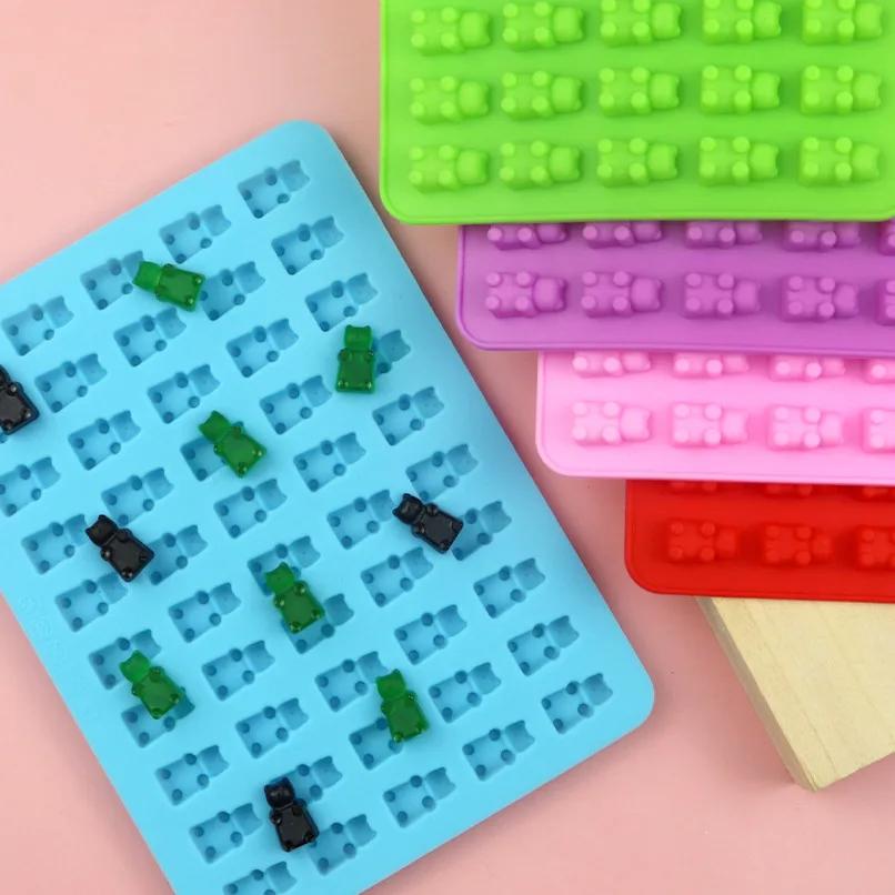 50 Grids Gummy Bear Mold Silikonowy Słodki Miś Galaretka Formy z Kroplomierzem Cukierki Czekoladowe Fondant Formy DIY Narzędzia Do Dekoracji Pieczenia