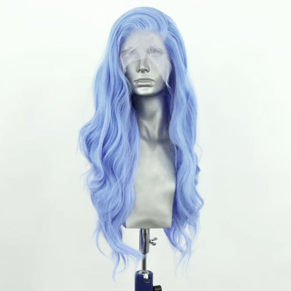 AIMEYA Pink Lace Wig Long Body Wave Side Part Synthetic Lace Front Wig Heat Resistant Synthetic Hair Daily Use Cosplay Wig