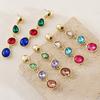 European & American Retro Colorblock Inlaid Diamond Earrings: Simple, Versatile, Light Luxury Studs