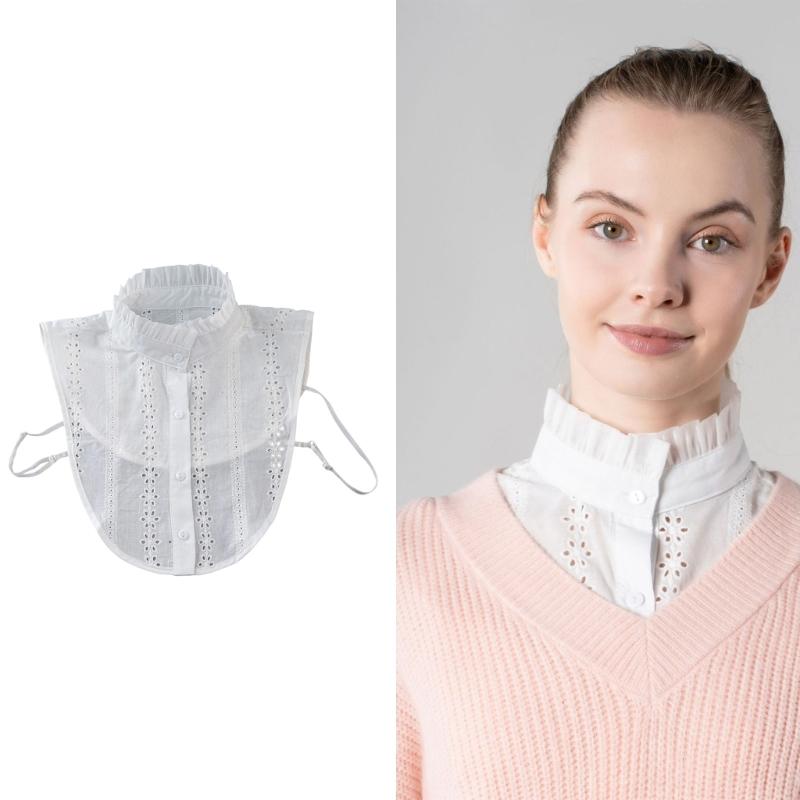 White Polyester Fashion Collar Insert Unique Patterns Lightweight Breathable Layering Piece