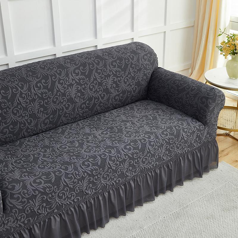 1pc European Style Flower Sofa Slipcover with Skirt Jacquard Non-slip Sofa Covers Furniture Protector for Living Room Home Decor