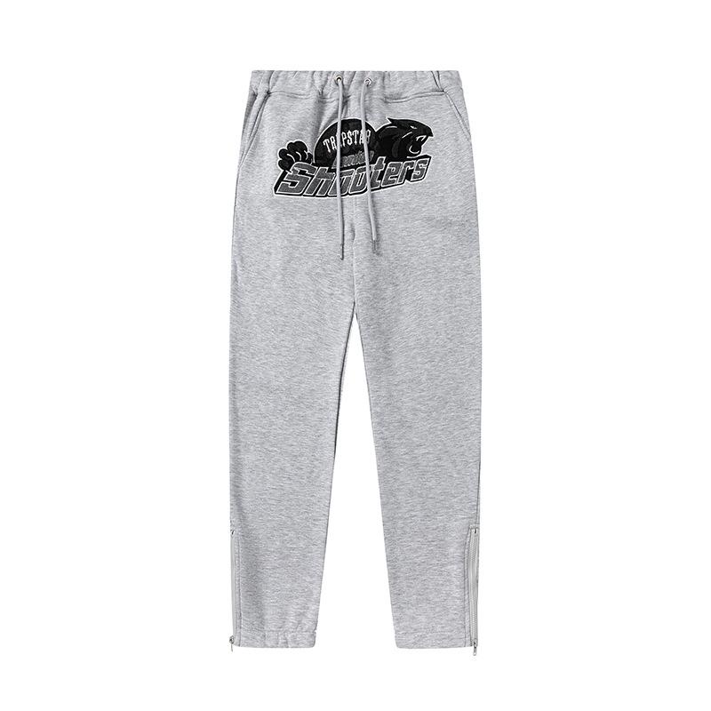 Trapstar towel embroidered letters fleece-lined zipper jacket, hooded sweatshirt pants, couple set