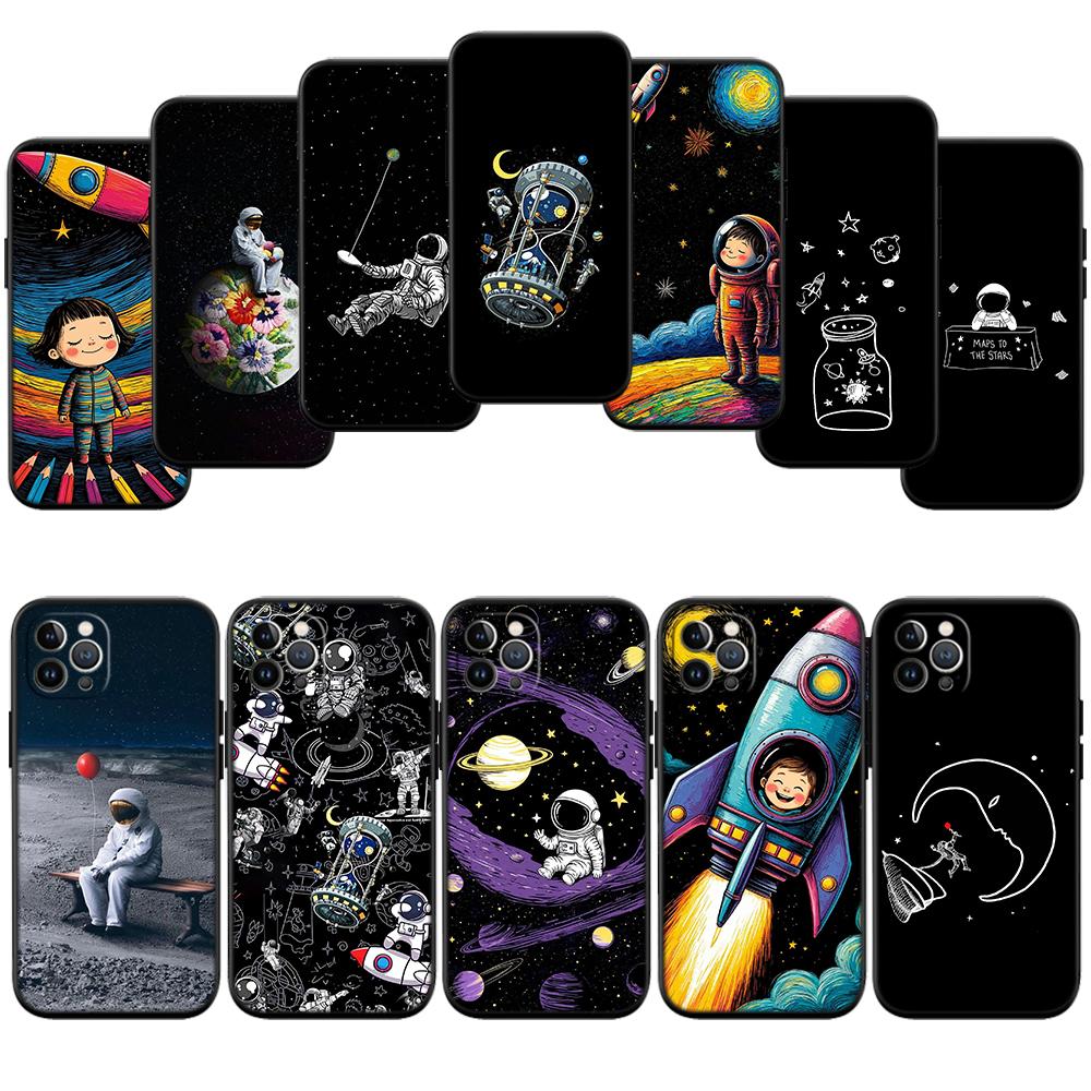 BH4 Astronaut Planet Space Moon Phone Case for Samsung Galaxy S20 S21 S22 Ultra FE + Plus A21S A22 A24 A25 A26 A30 A30S A31