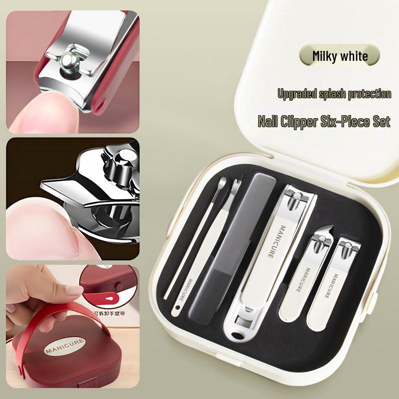 Anti-Splash Nail Clipper & Tweezers 6-Piece Set