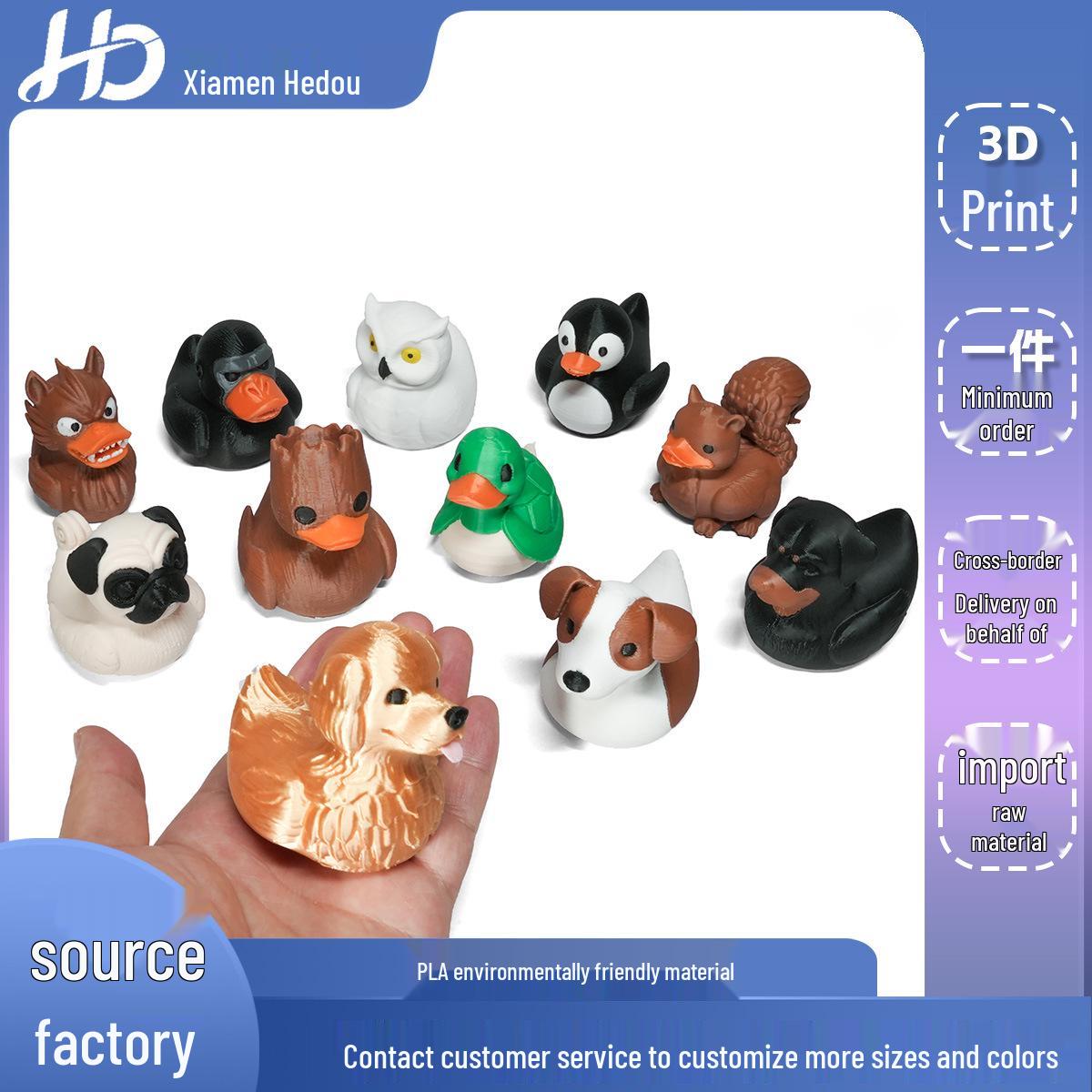 3D Printed Christmas Duck Ornament - Creative Little Duck Figure Toy Groot Duck