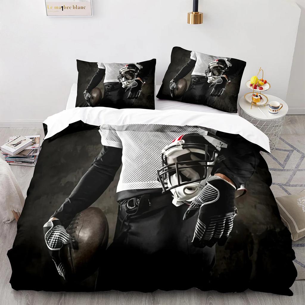 Premium Football Duvet Cover For Boys Girls Burning Football Microfiber Sports Games Theme Soft King Size Quilt Cover