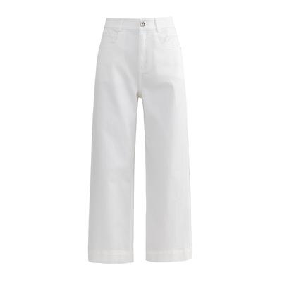 Anti-transparent White Pants Nine-point Straight Jeans for Women In Summer New High-waist Fashion Commuting Versatile Casual Pants