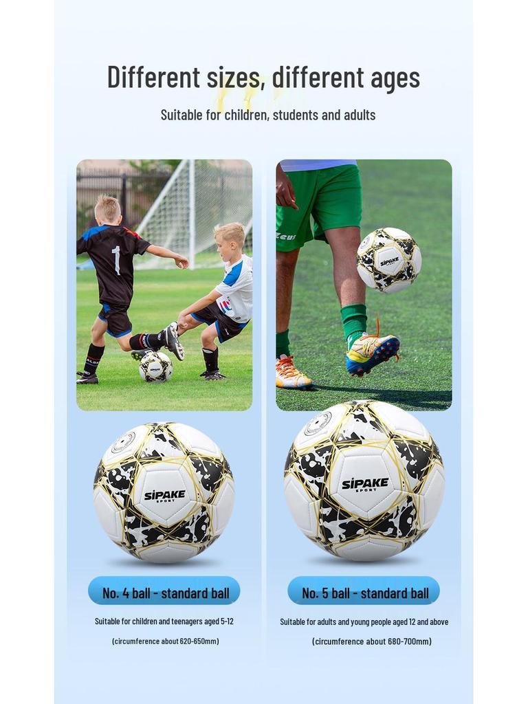 Jednodílný PU fotbalový míč pro děti - Velikost 4 a 5, Ideální pro základní, střední školu a mateřskou školu, Halový a venkovní trénink, Připravený na soutěž.