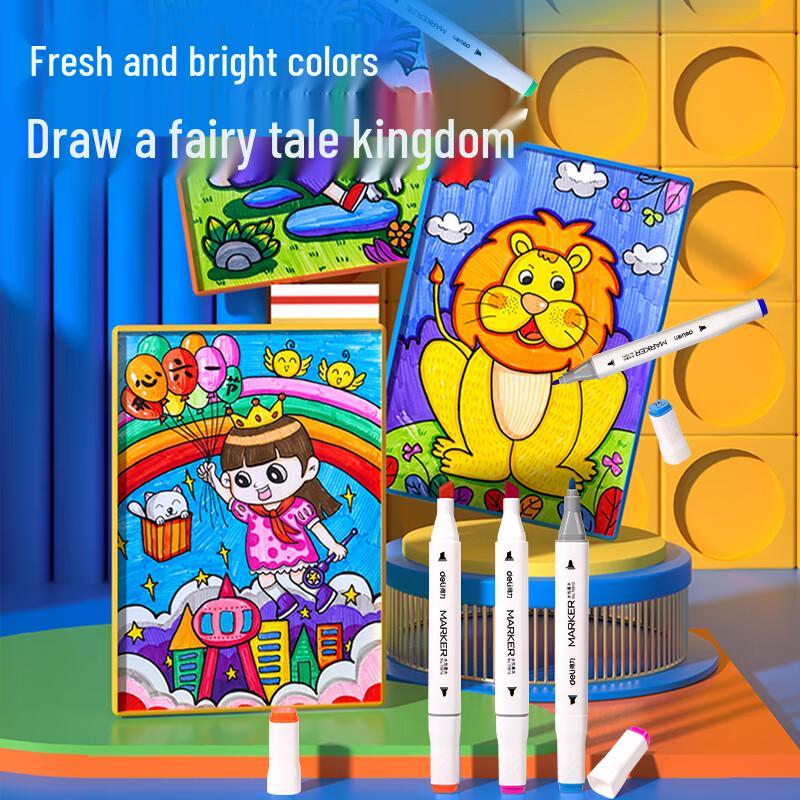 Deli Quick-Dry Dual-Tip Water-Based Marker Pens