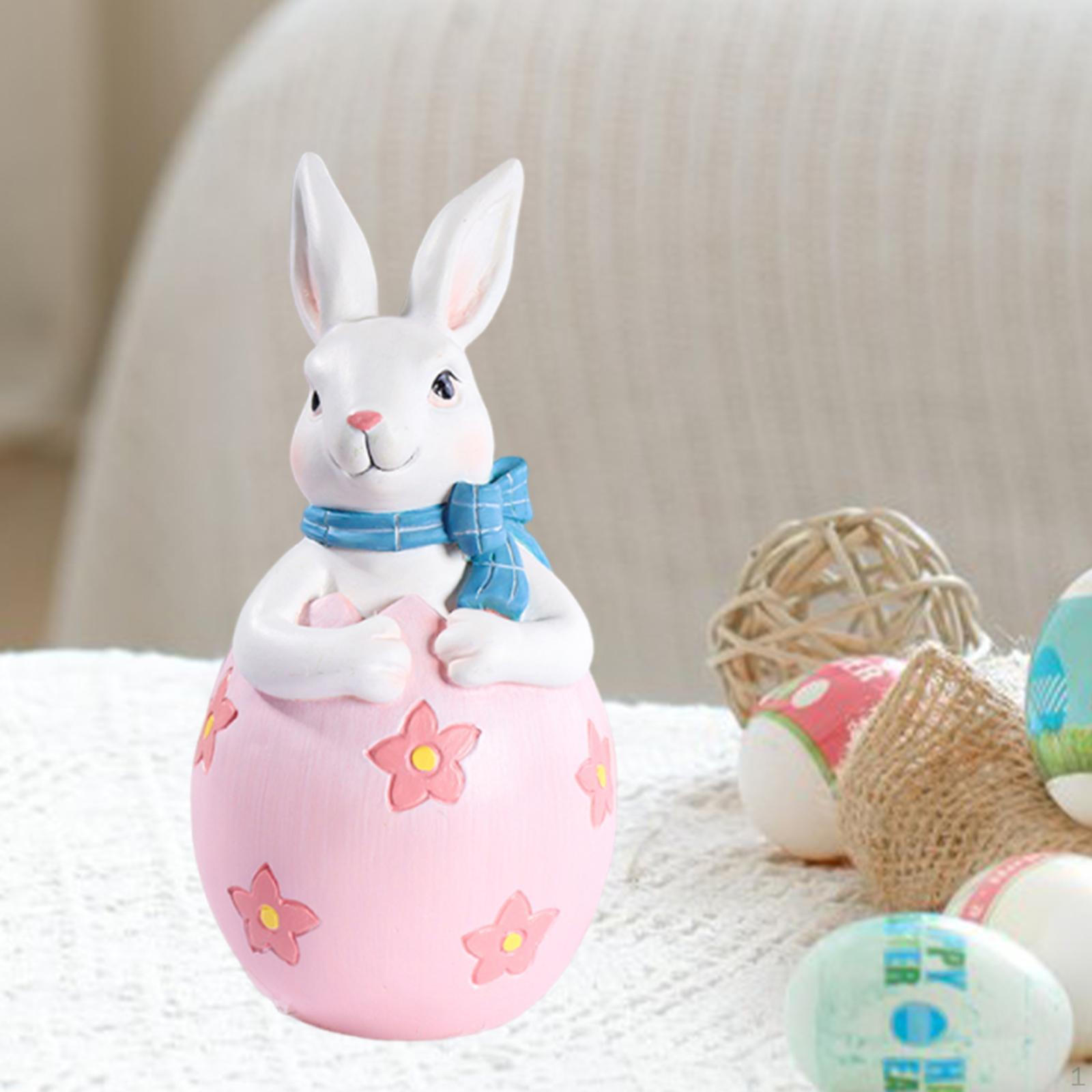 

Статуэтка пасхального кролика, Статуэтка весеннего кролика, Декоративная скульптура, Украшение для праздничного рабочего стола в помещении pink