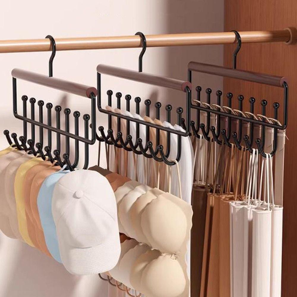 2 Pieces 16 Hook Wooden Clothes Drying Rack Anti-slip Rotatable Women Storage Bra Hangers Large Capacity Space Saving
