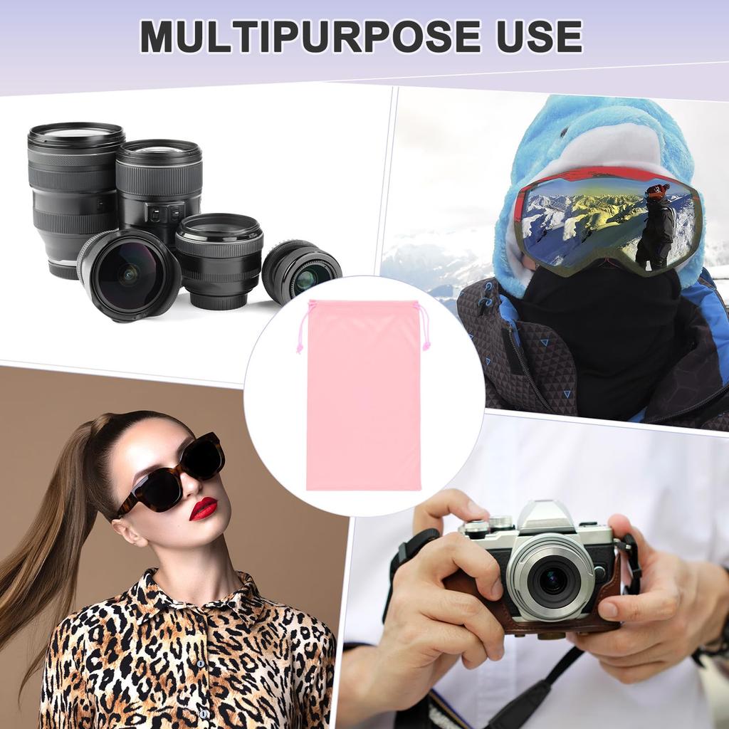[M METERXITY] 2 Pieces Ski Goggle Bag 25x15cm Soft Microfiber