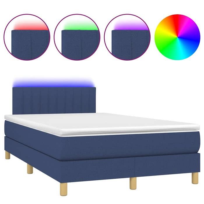Maison Exclusive - Sommier à lattes de lit matelas et LED bleu 120x190 cm tissu