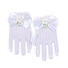 Lace Short Gloves for Little Girls 4-8 Years Tea Party Wedding Flower Gloves with Bow Kids Princess Dressing Gloves for First Communion Wedding Prom