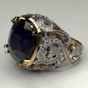 Royal Blue Fat Square Gemstone Two-Tone Pattern Luxury High-End Copper-Encrusted Zircon Ring