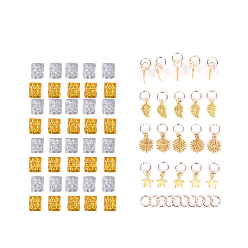 80Pcs Decorations Pendants Dreadlocks Beads Metal Cuffs Hair Rings Clips