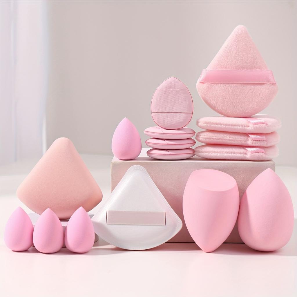 16pcs Candy Makeup Sponge Set Velour Powder Puff Dual Use for Liquid Cream Powder Foundation All Skin Types Reusable Beauty Egg