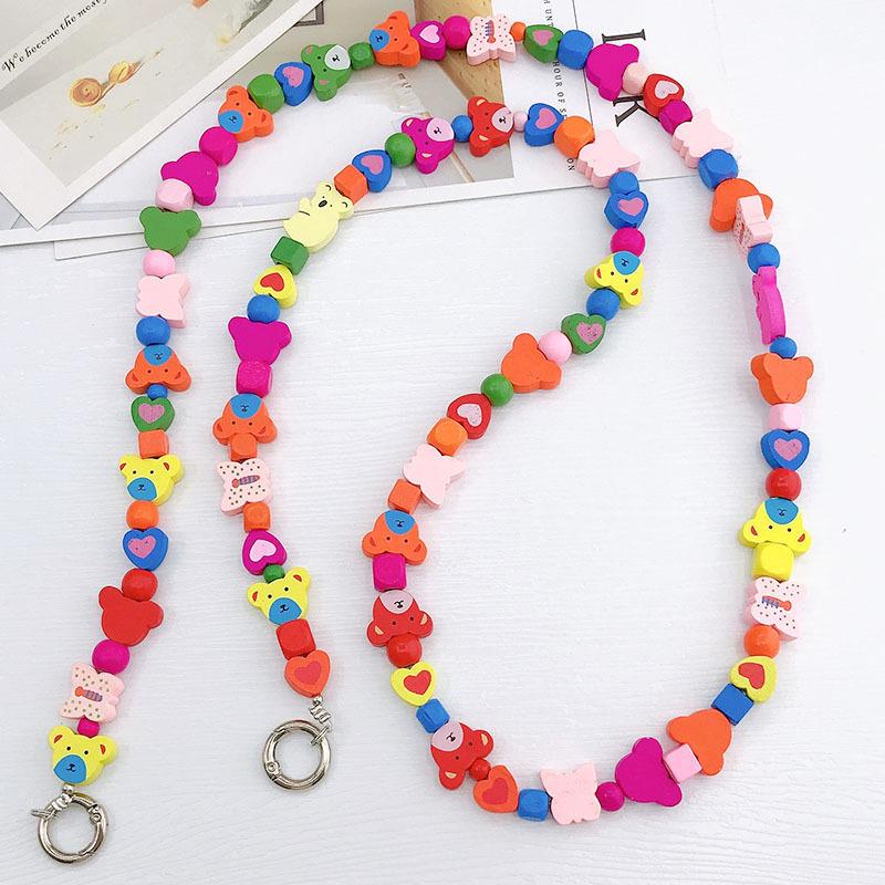 Wooden Bead Koala Butterfly Crossbody Phone Charm with Bow and Lanyard