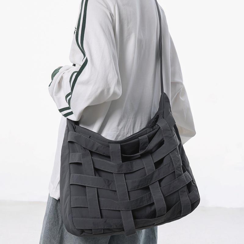Men's Crossbody Bag Hollow Messenger Bag Women's Large Capacity Shoulder Bag