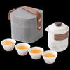 Portable Travel Tea Set with Mutton Fat Jade Ink Landscape Design