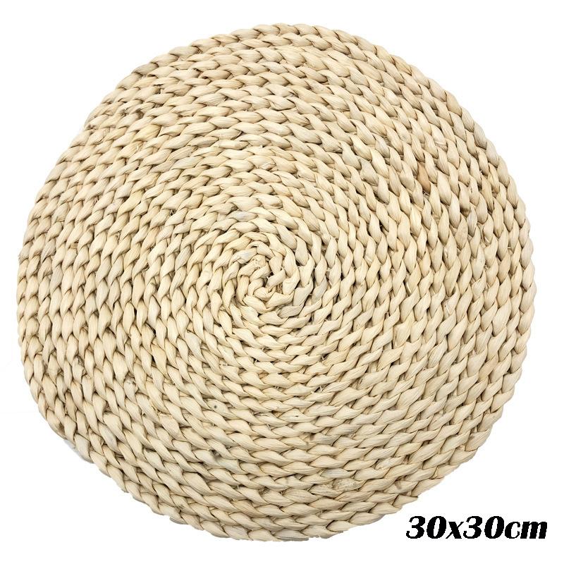 6 Stück Weben Rattan Rund Natürliche Stroh Tischsets Tassenmatte für Esstischmatten