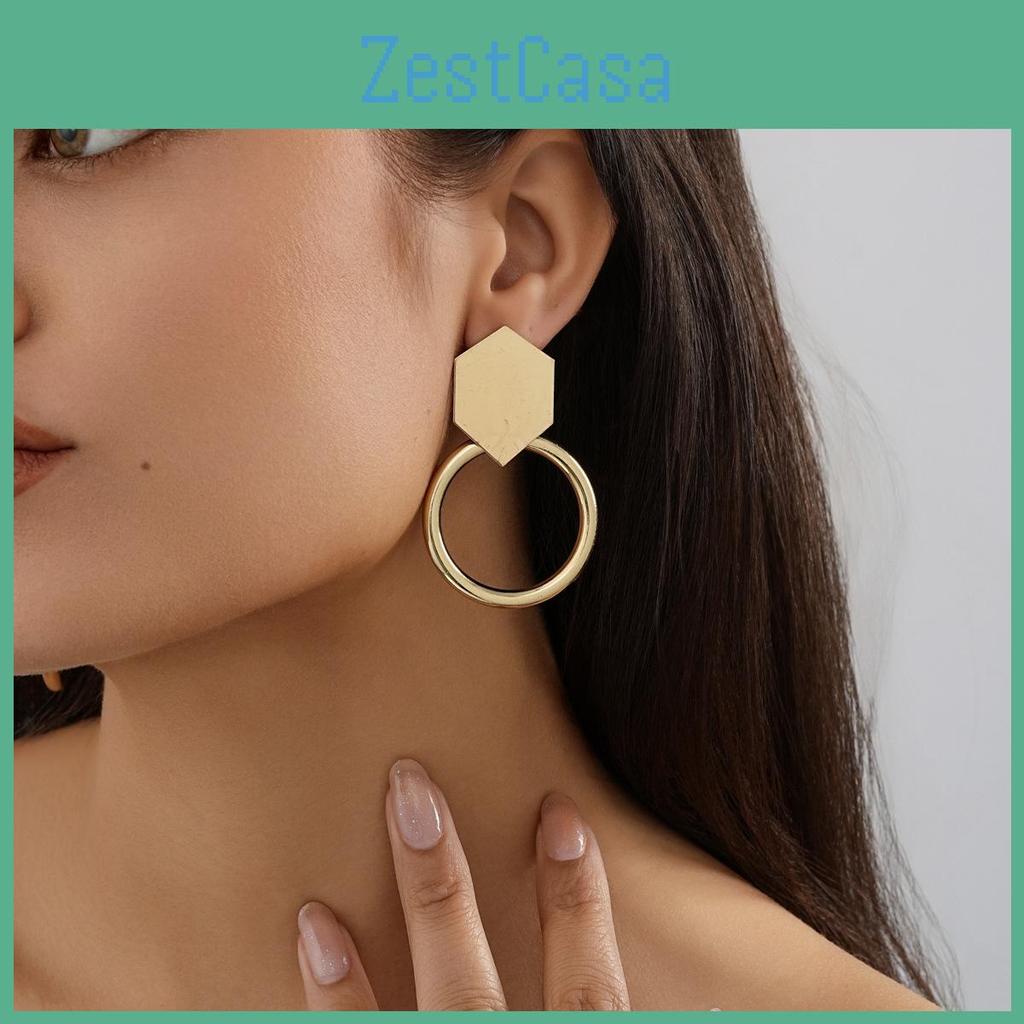 Elegant Alloy Geometric Hollow Out Earrings Fashion Street Style For Women